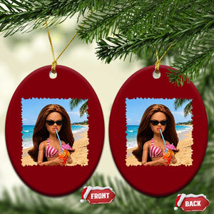 Funny Summer Doll Face Meme Ceramic Ornament Tropical Beach Party Graphic TS12 Print Your Wear