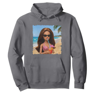 Funny Summer Doll Face Meme Hoodie Tropical Beach Party Graphic TS12 Charcoal Print Your Wear