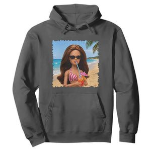 Funny Summer Doll Face Meme Hoodie Tropical Beach Party Graphic TS12 Dark Heather Print Your Wear