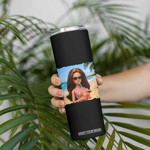 Funny Summer Doll Face Meme Skinny Tumbler Tropical Beach Party Graphic TS12 Print Your Wear