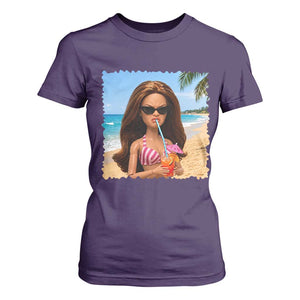 Funny Summer Doll Face Meme T Shirt For Women Tropical Beach Party Graphic TS12 Purple Print Your Wear