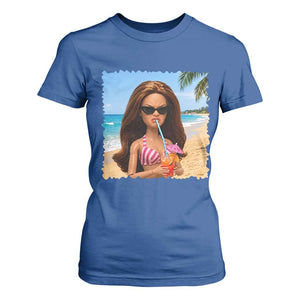 Funny Summer Doll Face Meme T Shirt For Women Tropical Beach Party Graphic TS12 Royal Blue Print Your Wear
