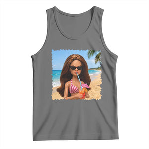 Funny Summer Doll Face Meme Tank Top Tropical Beach Party Graphic
