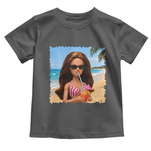 Funny Summer Doll Face Meme Toddler T Shirt Tropical Beach Party Graphic TS12 Dark Heather Print Your Wear