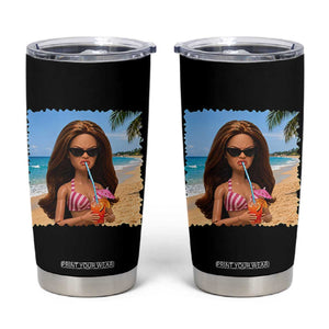 Funny Summer Doll Face Meme Tumbler Cup Tropical Beach Party Graphic TS12 Black Print Your Wear