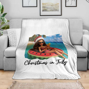 Christmas In July Tropical Doll Face Meme Throw Blanket Summer Vacation Graphic TS12 Print Your Wear