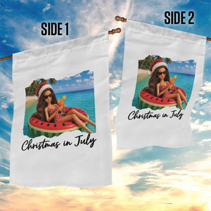 Christmas In July Tropical Doll Face Meme Garden Flag Summer Vacation Graphic