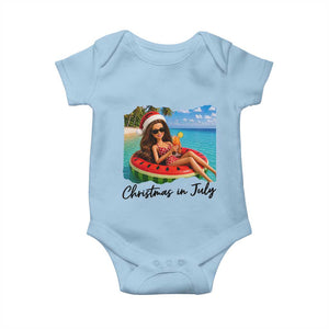Christmas In July Tropical Doll Face Meme Baby Onesie Summer Vacation Graphic TS12 Light Blue Print Your Wear