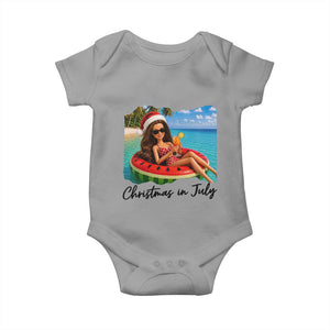 Christmas In July Tropical Doll Face Meme Baby Onesie Summer Vacation Graphic TS12 Sport Gray Print Your Wear