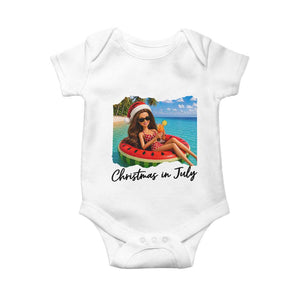 Christmas In July Tropical Doll Face Meme Baby Onesie Summer Vacation Graphic TS12 White Print Your Wear