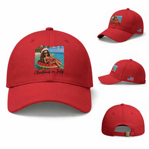 Christmas In July Tropical Doll Face Meme Baseball Cap Summer Vacation Graphic TS12 Baseball Cap Universal Fit Red Print Your Wear