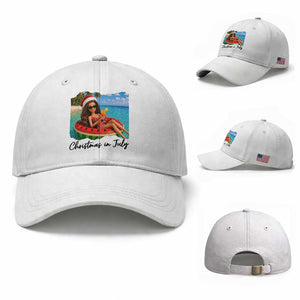 Christmas In July Tropical Doll Face Meme Baseball Cap Summer Vacation Graphic TS12 Baseball Cap Universal Fit White Print Your Wear