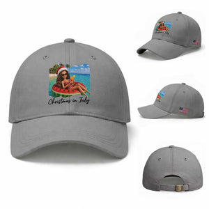 Christmas In July Tropical Doll Face Meme Baseball Cap Summer Vacation Graphic TS12 Baseball Cap Universal Fit Sport Gray Print Your Wear