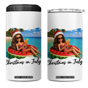 Christmas In July Tropical Doll Face Meme 4 in 1 Can Cooler Tumbler Summer Vacation Graphic TS12 One Size: 16 oz White Print Your Wear