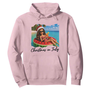 Christmas In July Tropical Doll Face Meme Hoodie Summer Vacation Graphic TS12 Light Pink Print Your Wear