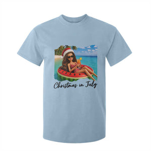 Christmas In July Tropical Doll Face Meme T Shirt For Kid Summer Vacation Graphic TS12 Light Blue Print Your Wear