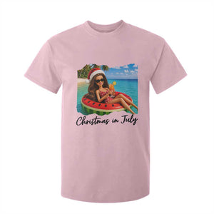Christmas In July Tropical Doll Face Meme T Shirt For Kid Summer Vacation Graphic TS12 Light Pink Print Your Wear