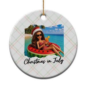 Christmas In July Tropical Doll Face Meme Ceramic Ornament Summer Vacation Graphic