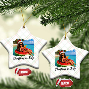 Christmas In July Tropical Doll Face Meme Ceramic Ornament Summer Vacation Graphic