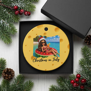 Christmas In July Tropical Doll Face Meme Ceramic Ornament Summer Vacation Graphic