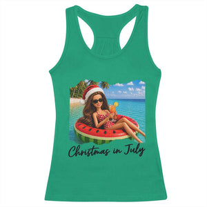 Christmas In July Tropical Doll Face Meme Racerback Tank Top Summer Vacation Graphic TS12 Irish Green Print Your Wear