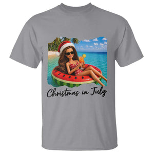 Christmas In July Tropical Doll Face Meme T Shirt Summer Vacation Graphic TS12 Sport Gray Print Your Wear