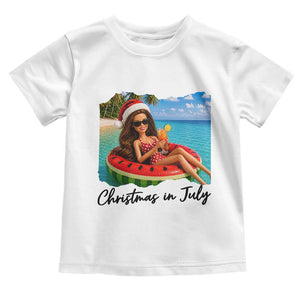 Christmas In July Tropical Doll Face Meme Toddler T Shirt Summer Vacation Graphic TS12 White Print Your Wear