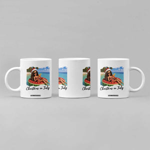 Christmas In July Tropical Doll Face Meme Coffee Mug Summer Vacation Graphic