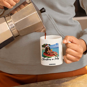 Christmas In July Tropical Doll Face Meme Coffee Mug Summer Vacation Graphic