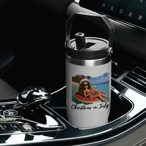 Christmas In July Tropical Doll Face Meme Flip Straw Tumbler Summer Vacation Graphic TS12 Print Your Wear
