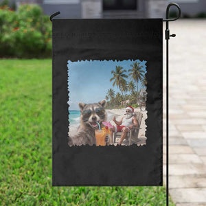 Christmas In July Raccoon And Santa Garden Flag Tropical Summer Vacation Graphic TS12 Print Your Wear