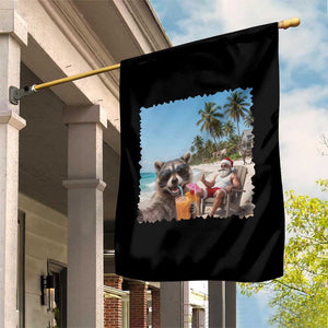 Christmas In July Raccoon And Santa Garden Flag Tropical Summer Vacation Graphic TS12 Print Your Wear