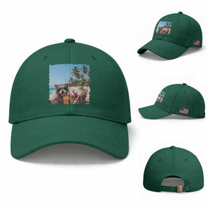 Christmas In July Raccoon And Santa Baseball Cap Tropical Summer Vacation Graphic TS12 Baseball Cap Universal Fit Irish Green Print Your Wear