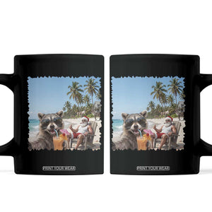 Christmas In July Raccoon And Santa Coffee Mug Tropical Summer Vacation Graphic TS12 Black Print Your Wear