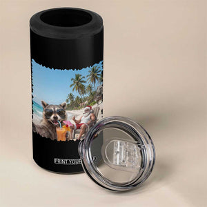Christmas In July Raccoon And Santa 4 in 1 Can Cooler Tumbler Tropical Summer Vacation Graphic TS12 Print Your Wear