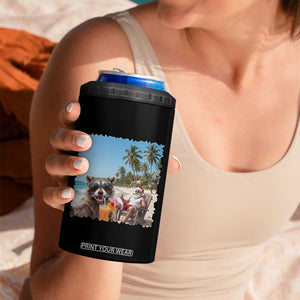 Christmas In July Raccoon And Santa 4 in 1 Can Cooler Tumbler Tropical Summer Vacation Graphic TS12 Print Your Wear