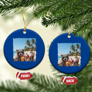 Christmas In July Raccoon And Santa Ceramic Ornament Tropical Summer Vacation Graphic TS12 1pc Blue Print Your Wear