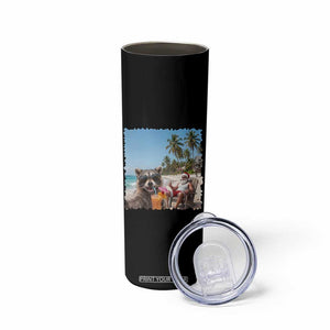 Christmas In July Raccoon And Santa Skinny Tumbler Tropical Summer Vacation Graphic TS12 Print Your Wear