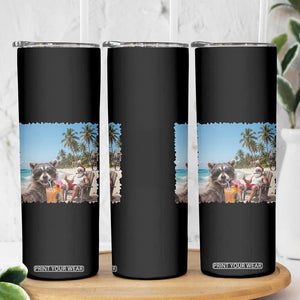 Christmas In July Raccoon And Santa Skinny Tumbler Tropical Summer Vacation Graphic TS12 Print Your Wear