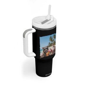 Christmas In July Raccoon And Santa Tumbler With Handle Tropical Summer Vacation Graphic TS12 Print Your Wear