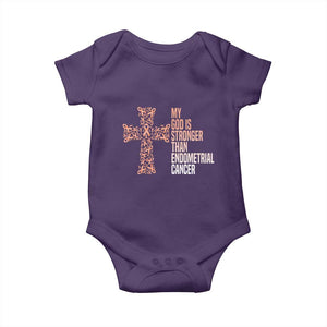 Religious Endometrial Cancer Awareness Baby Onesie My God Is Stronger Than Cancer
