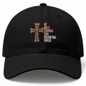 Religious Endometrial Cancer Awareness Baseball Cap My God Is Stronger Than Cancer