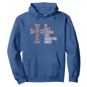 Religious Endometrial Cancer Awareness Hoodie My God Is Stronger Than Cancer