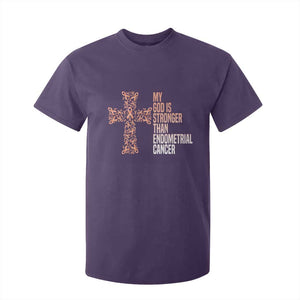 Religious Endometrial Cancer Awareness T Shirt For Kid My God Is Stronger Than Cancer