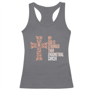 Religious Endometrial Cancer Awareness Racerback Tank Top My God Is Stronger Than Cancer