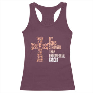 Religious Endometrial Cancer Awareness Racerback Tank Top My God Is Stronger Than Cancer