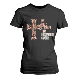Religious Endometrial Cancer Awareness T Shirt For Women My God Is Stronger Than Cancer