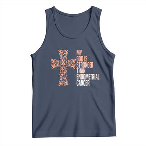 Religious Endometrial Cancer Awareness Tank Top My God Is Stronger Than Cancer