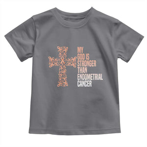 Religious Endometrial Cancer Awareness Toddler T Shirt My God Is Stronger Than Cancer