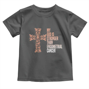 Religious Endometrial Cancer Awareness Toddler T Shirt My God Is Stronger Than Cancer